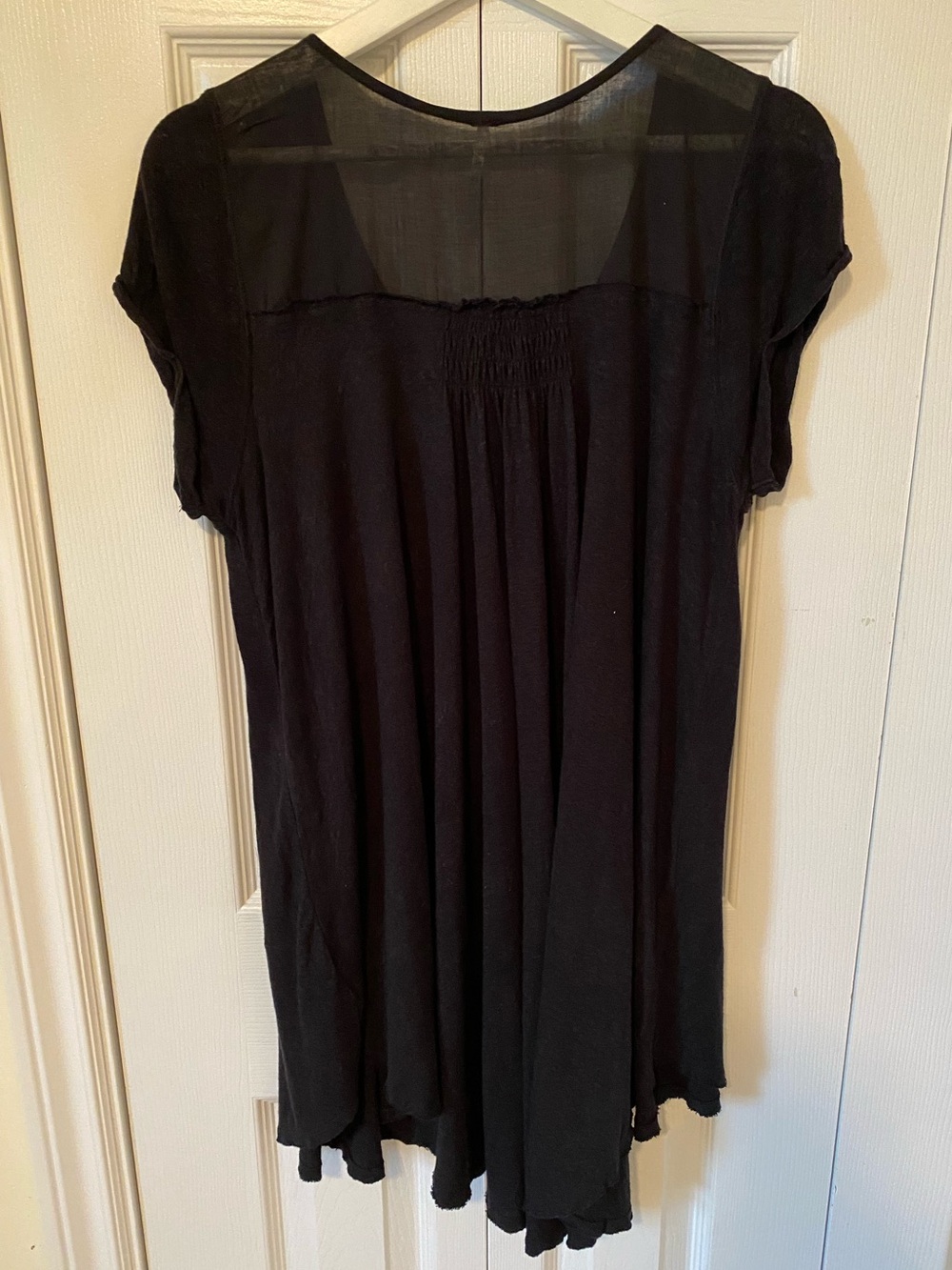 Free People Highland Tee Linen Blend Black Button-Front V-Neck Cap Sleeve Top  S - Picture 4 of 16
